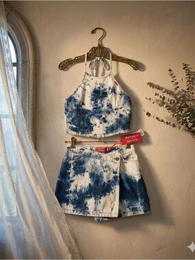 Miss Sixty Denim Halter & Wrap Skirt Set NWT M